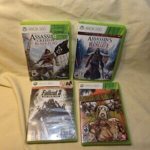 X-Box 360 4 for ONE PRICE:  Assassins Creed (2), Borderlands 2, Fallout 2